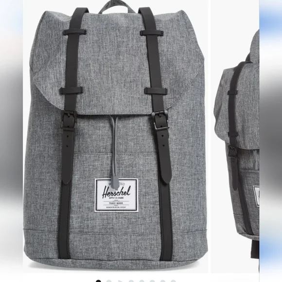 Herschel Supply Co. Retreat Backpack Raven Crosshatch Grey Black Straps Herschel Supply Co. Retreat Backpack in Raven Crosshatch  main image 4